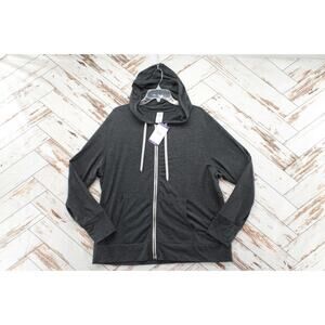 Member's Mark Hoodie Womens XXL Black Full Zip Long Sleeve Thumb holes